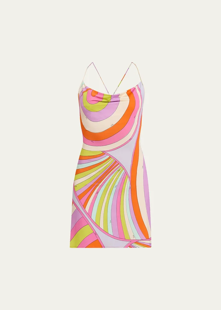 Iride Cowl-Neck Jersey Satin Mini Dress