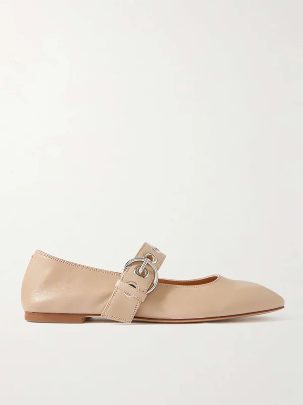 AEYDE Uma eyelet-embellished leather Mary Jane ballet flats
