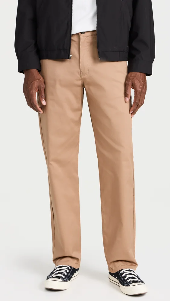 Straight Chino Beige Stretch Twill Trousers (Beige)