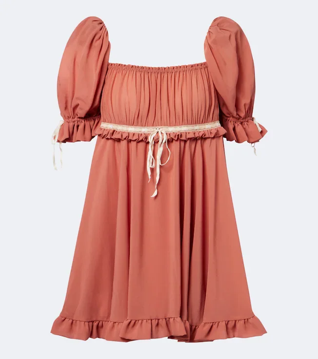 Ruffled silk georgette minidress