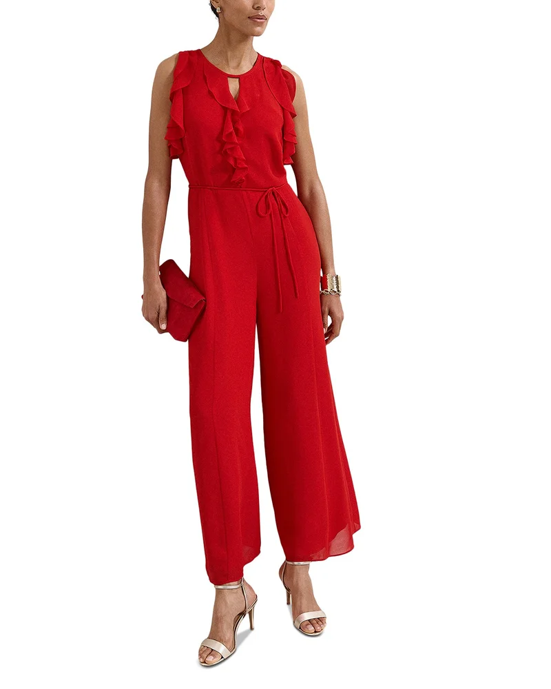 Rachel Ruffle Trim Sleeveless Jumpsuit