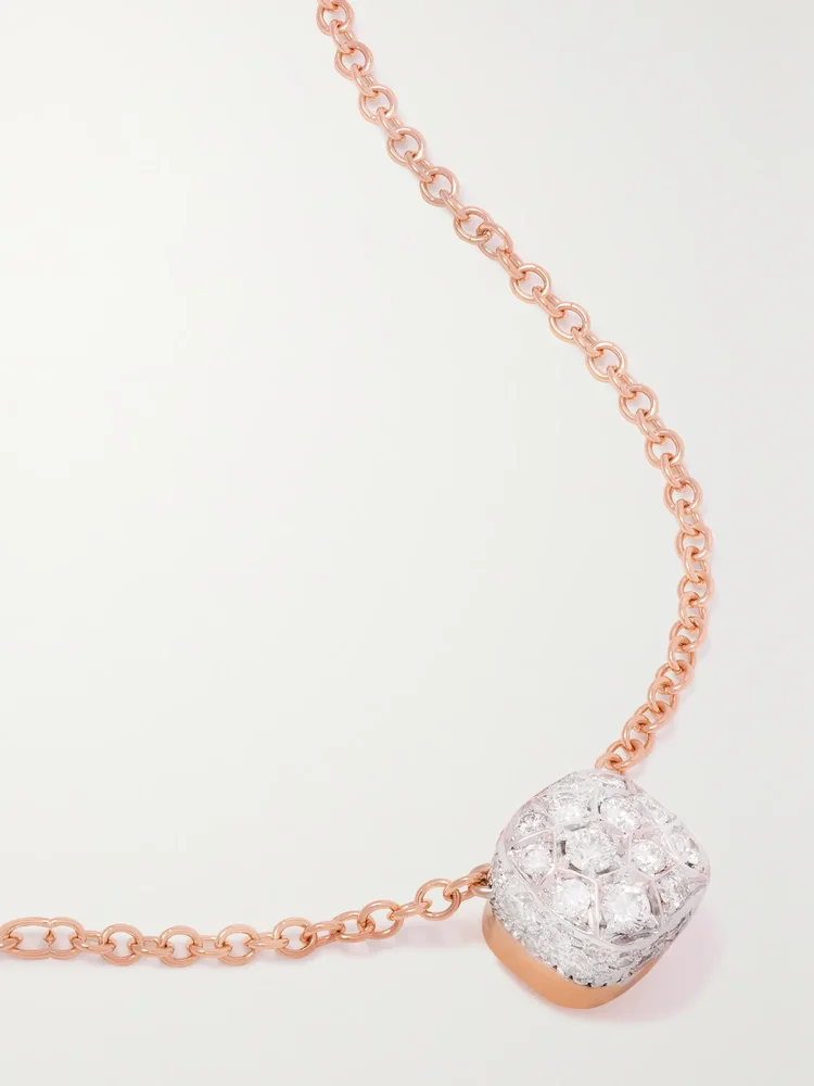 Nudo 18-karat rose and white gold diamond necklace