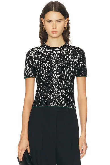 Lynx Jacquard Velvet Crewneck T-Shirt