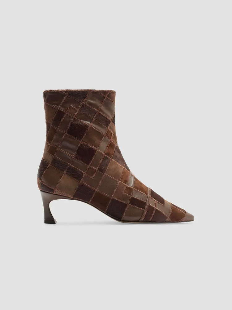Annelise 50MM Leather & Calf Hair Ankle Boots