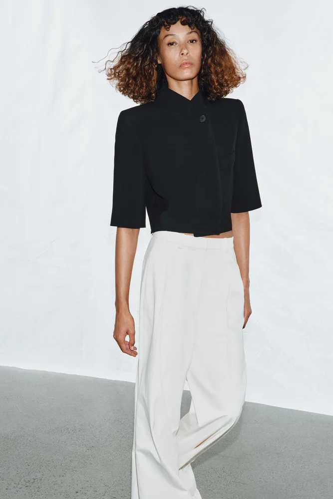 SHORT SLEEVE CROPPED BLAZER ZW COLLECTION