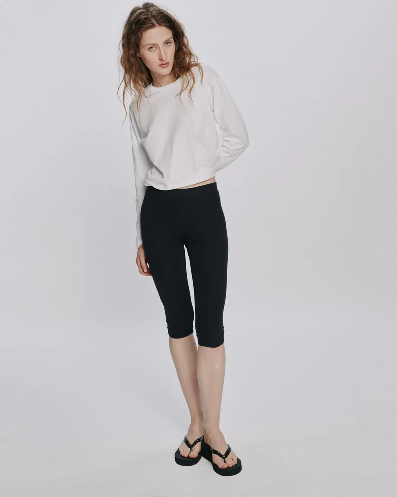 Modal Rib Cropped Legging - Black