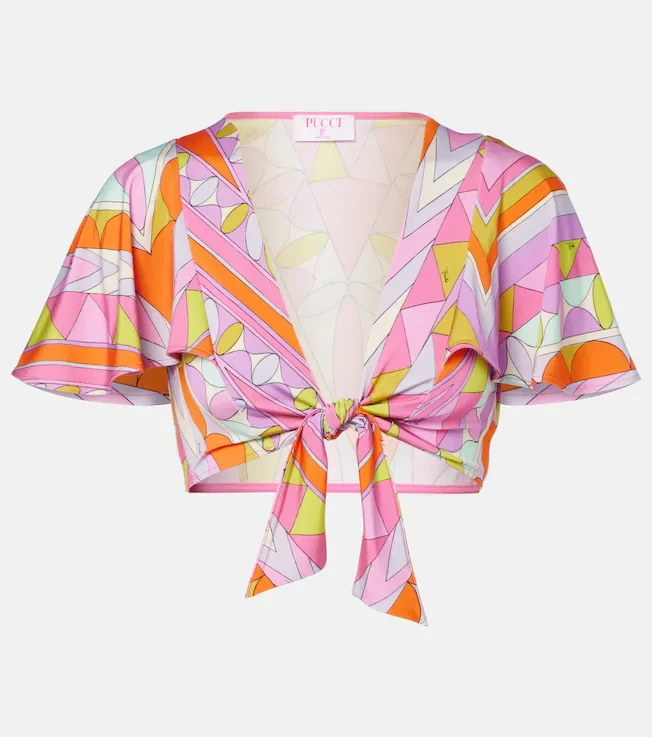 Angoli jersey satin crop top