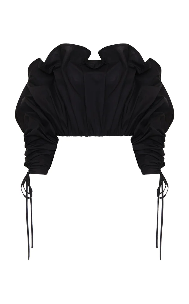 Aqui Permanece Off-The-Shoulder Cotton-Poplin Top