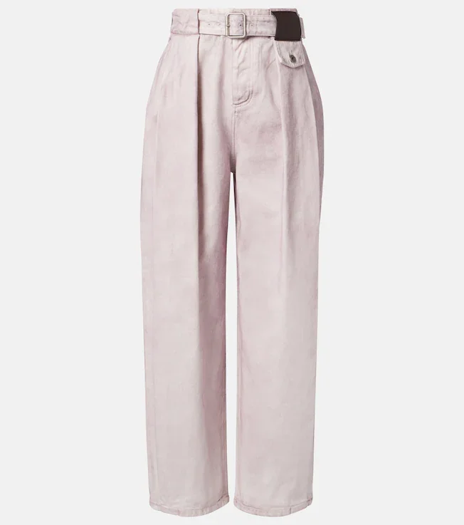 Belted wide-leg jeans (Pink)