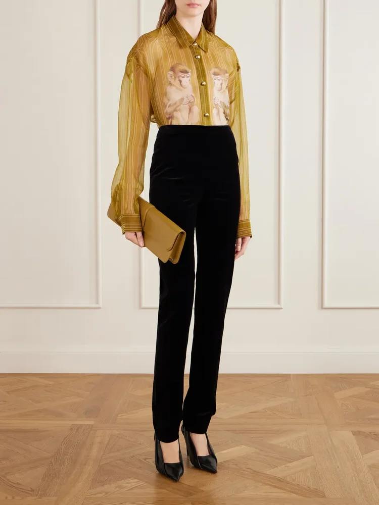 Ryden wool-blend velvet straight-leg pants