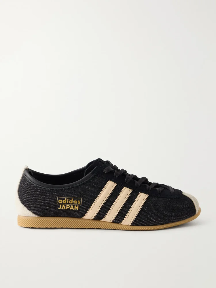 Japan suede-trimmed denim sneakers