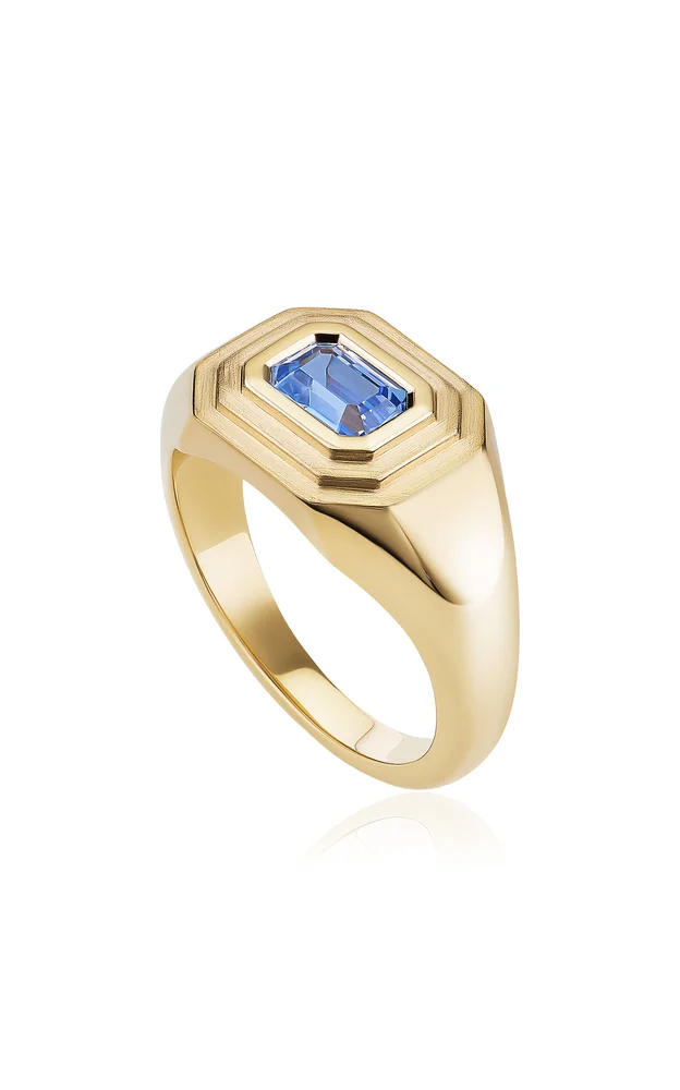 14K Yellow Gold Sapphire Pinky Ring