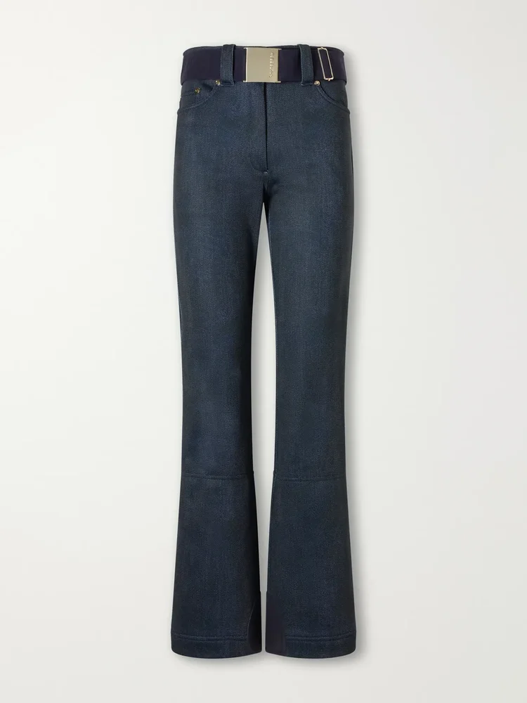 Fuji denim-effect belted bootcut shell ski pants