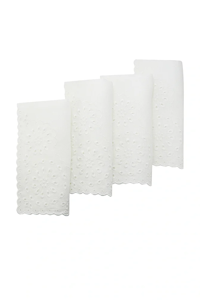 White Eyelet Dinner Napkins Set Of 4