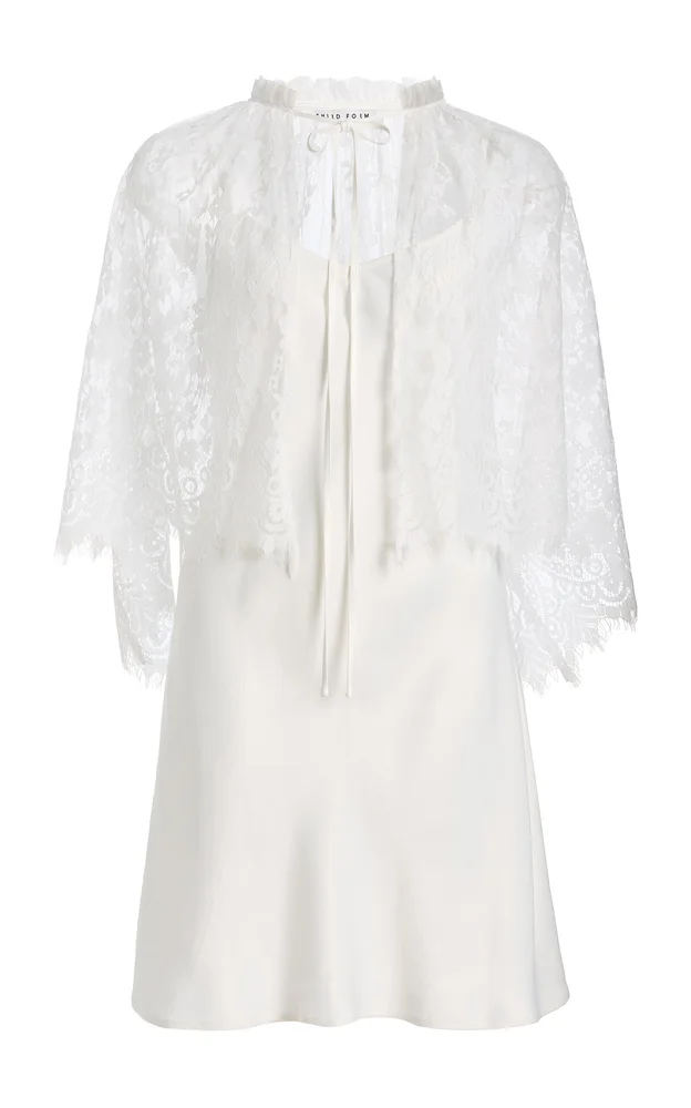 Exclusive Charmed Lace Cape and Mini Satin Slip Dress