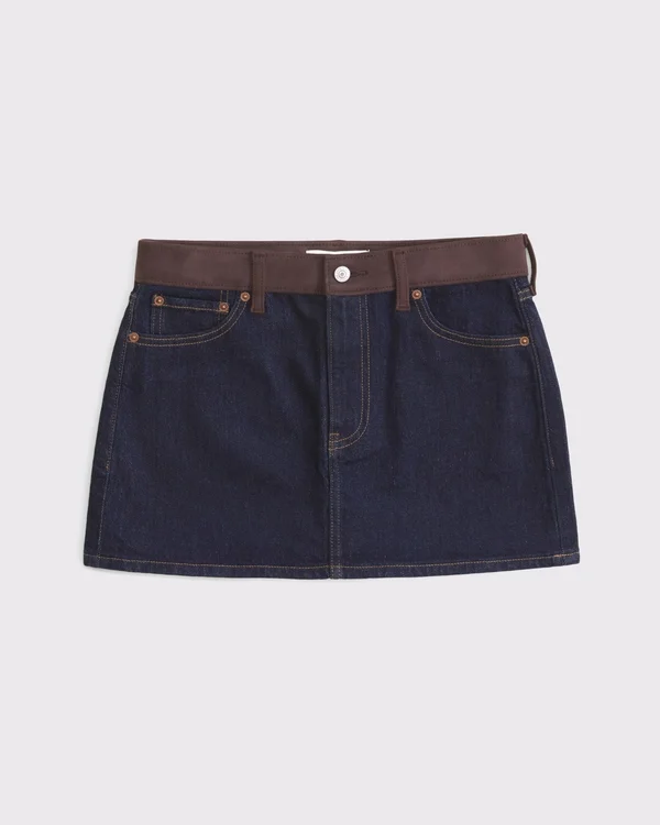 Mid Rise Denim Mini Skirt