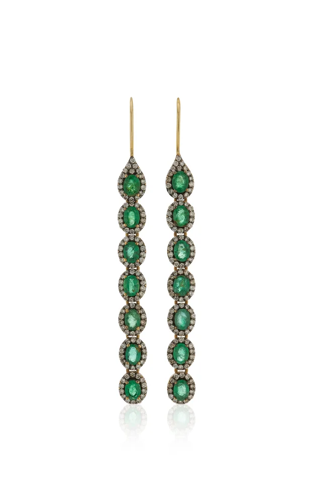 Mini Rajasthan 18K Yellow Gold Emerald Earrings
