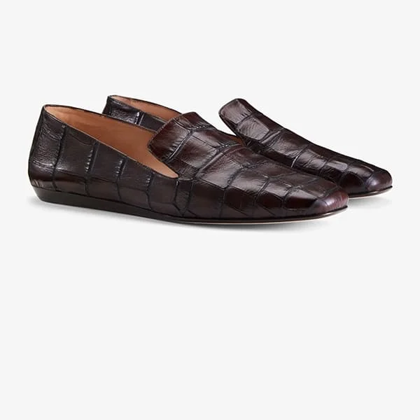 Grace Loafer - Embossed Croc :: Brown