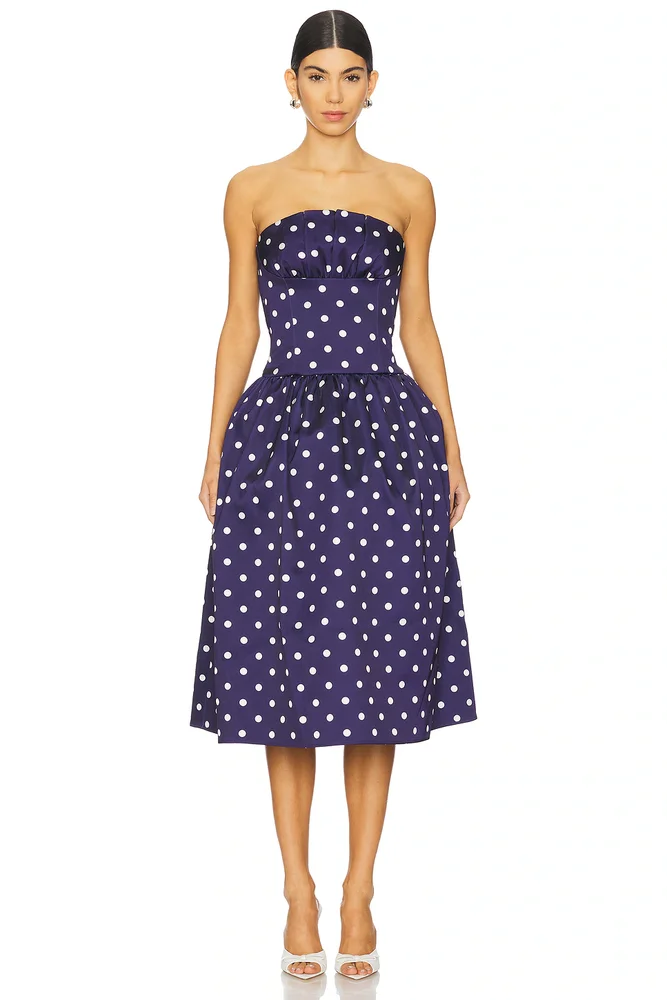 Polka Dot Satin Midi Dress