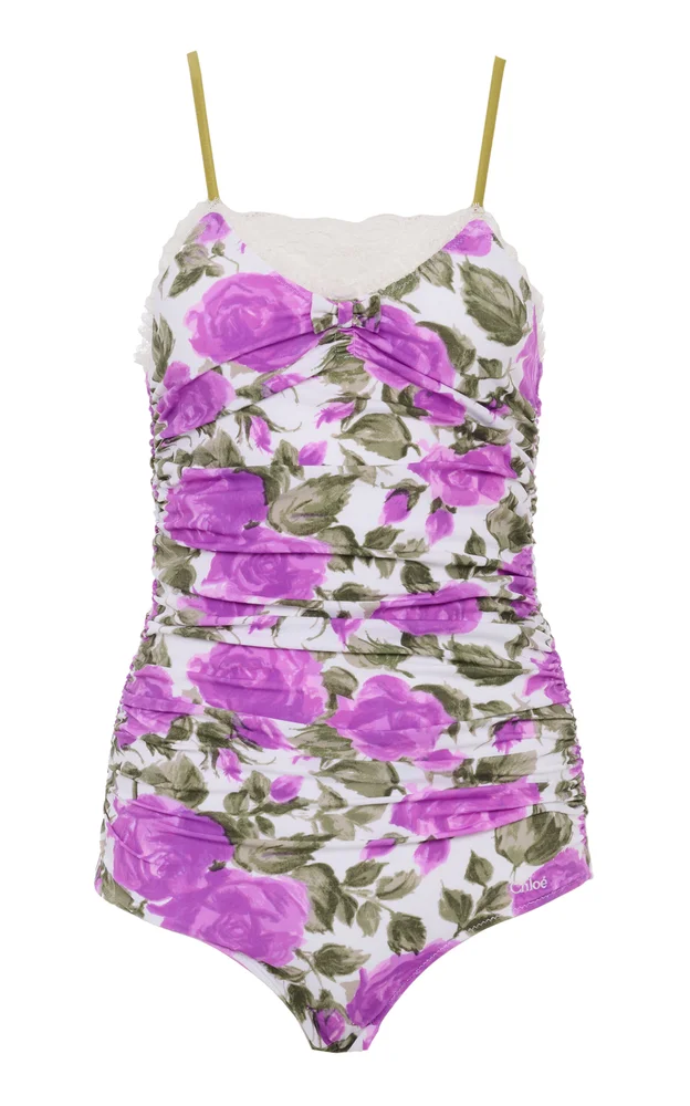 Printed Ruched One-Piece Swimsuit