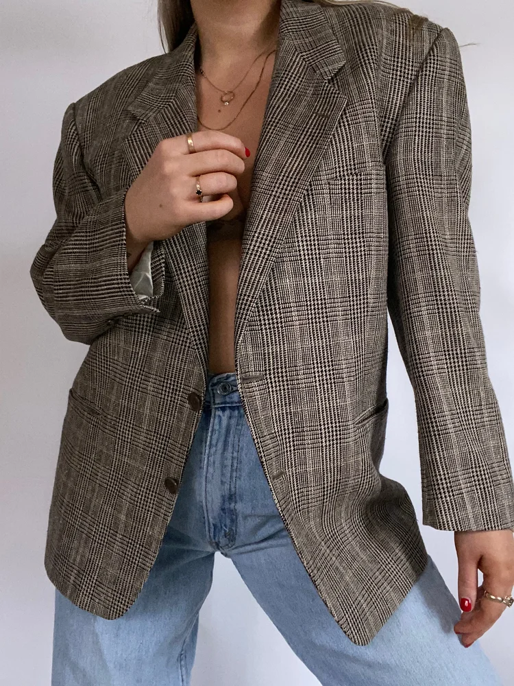 Vintage Yves Saint Laurent Plaid Blazer Size M/L