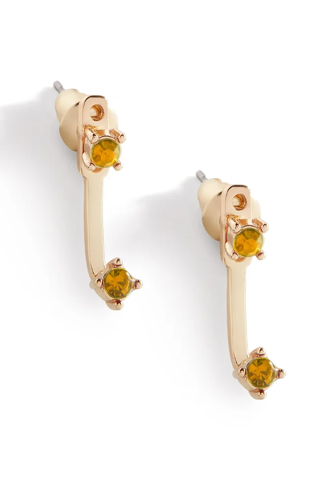 Birthstone Drop Ear Jacket Earrings in November Topaz