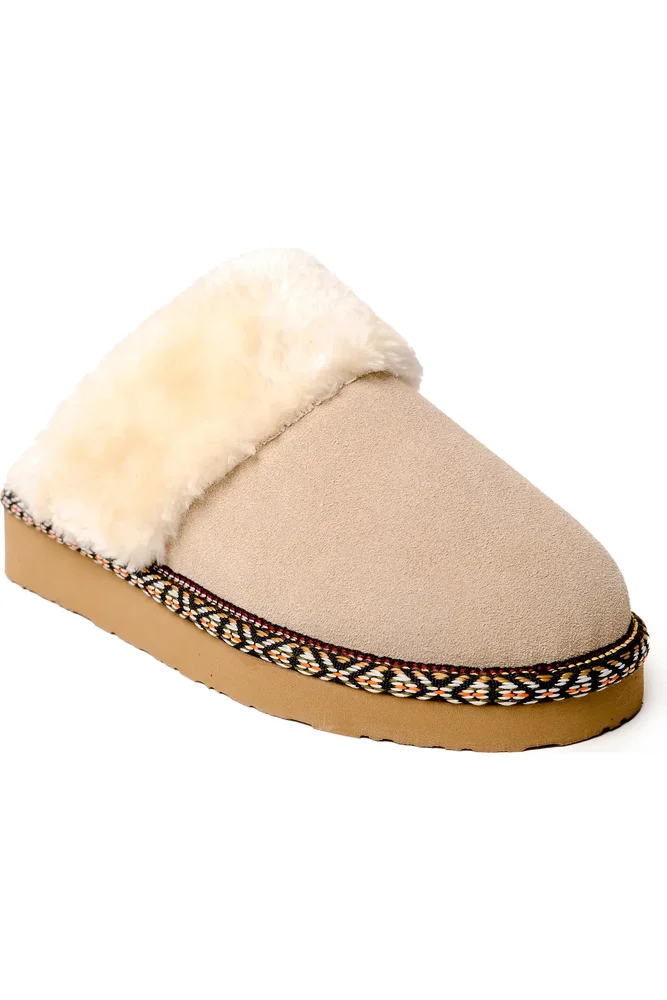 Cerise Faux Fur Scuff Slipper