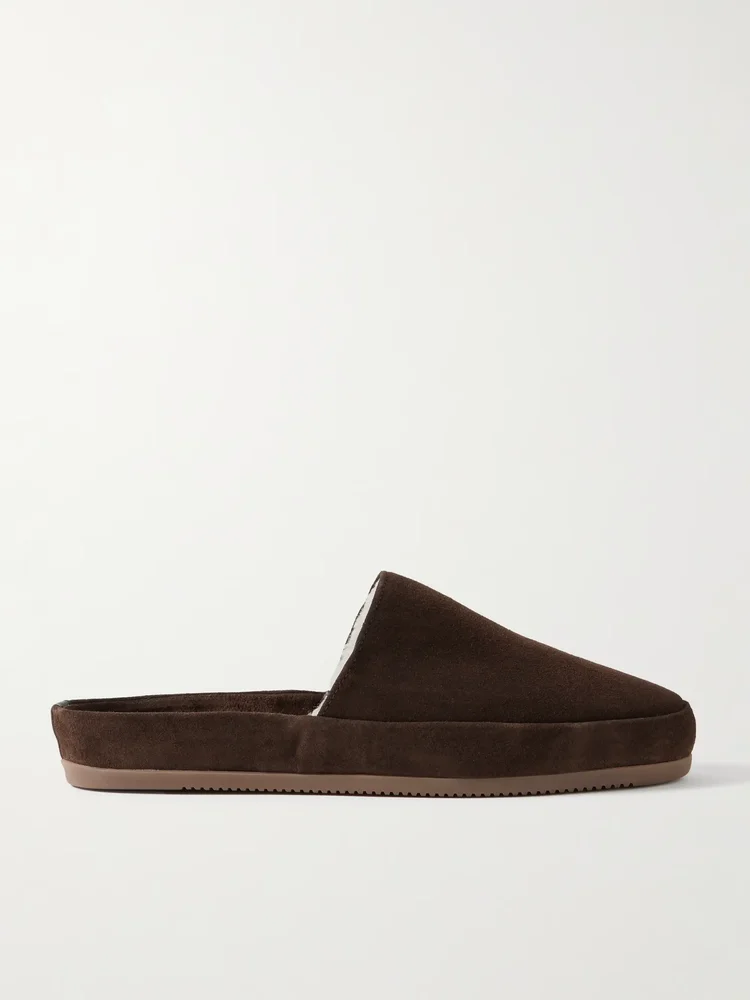Fleece-Lined Suede Slippers