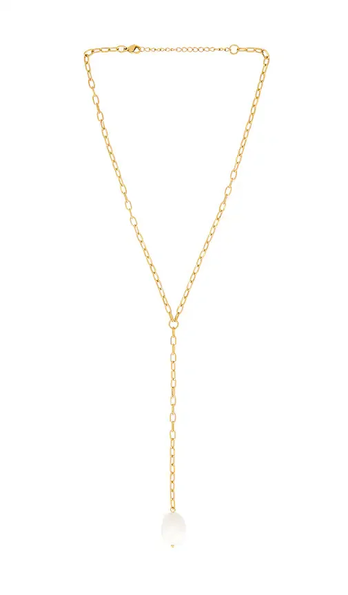 Pearl chain lariat necklace