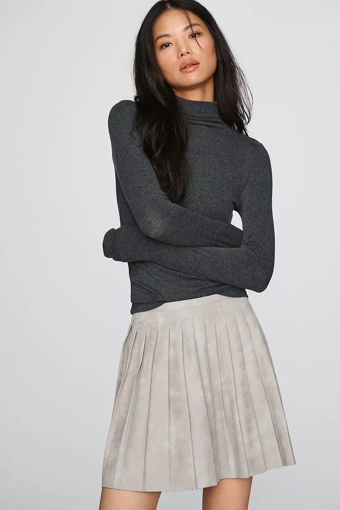 Faux Leather Pleated Mini Skirt