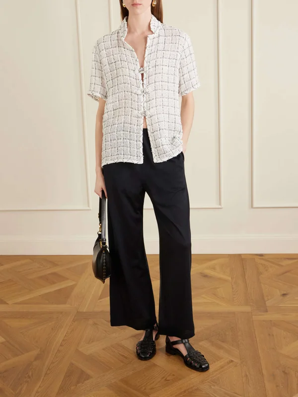 TOTEME Cotton and silk-blend wide-leg pants