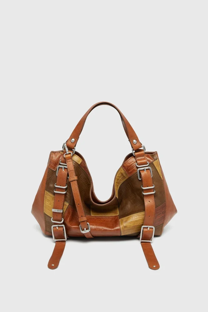 D-One Medium Top-Handle Bag in Patchwork Leather
