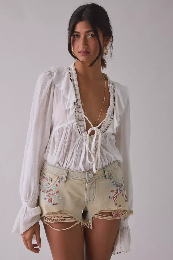 Jenni Low-Rise Denim Micro Shorts