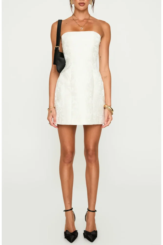 Heaven Sent Strapless Minidress (White)