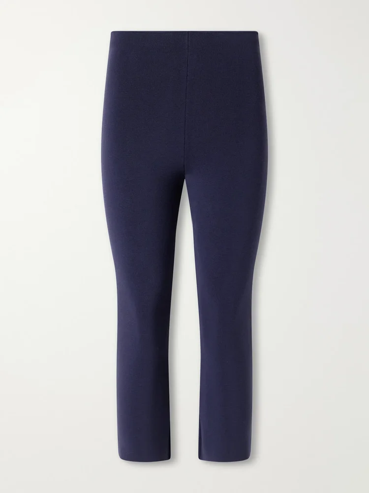 Leandra high-rise cotton-blend slim-leg capri pants