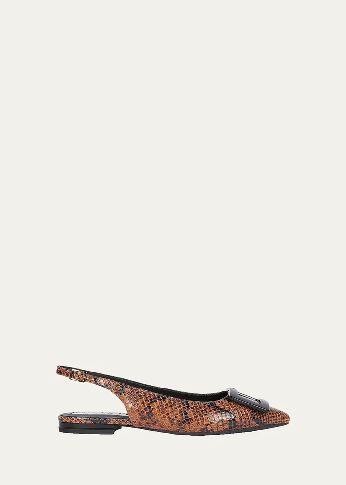 Gommettine Croc-Embossed Leather Slingback Ballerina Flats
