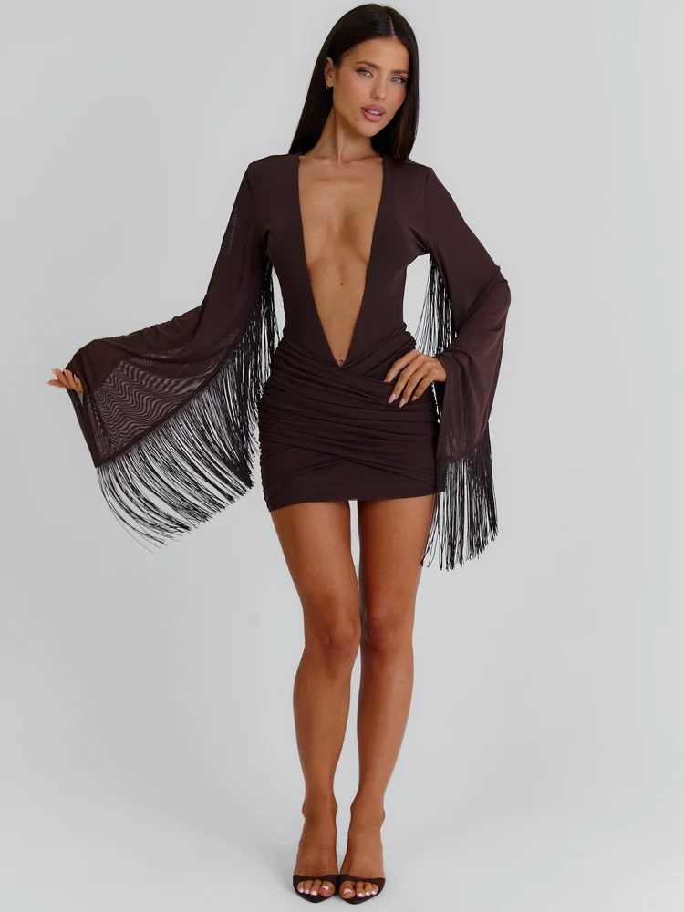 ALLISSON MINI DRESS CHOCOLATE BROWN