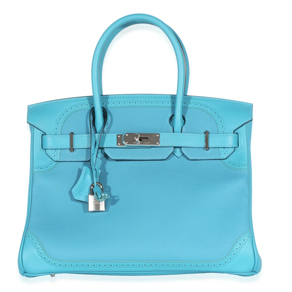 Togo and Swift Ghillies Birkin 30 in Turquoise