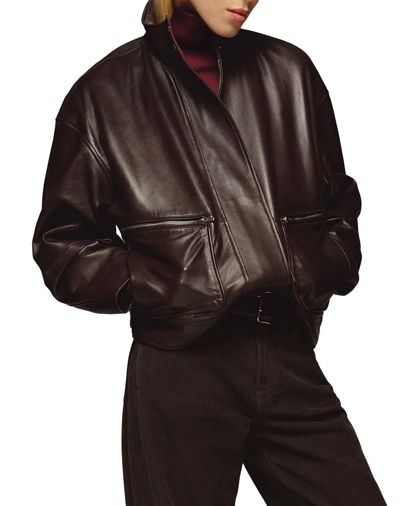 Veda Harrison Leather Oversized Bomber Jacket