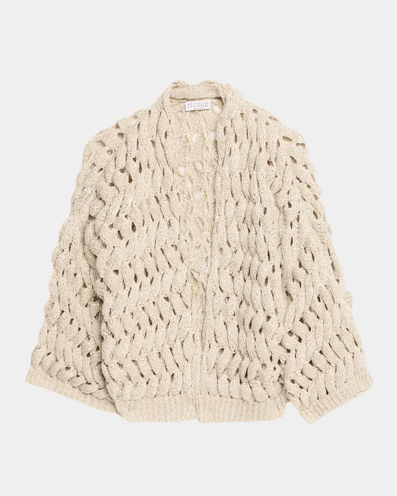 Paillette Open-Knit Cardigan