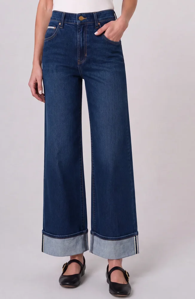 MORGAN HIGH RISE SELVEDGE CUFFED WIDE LEG