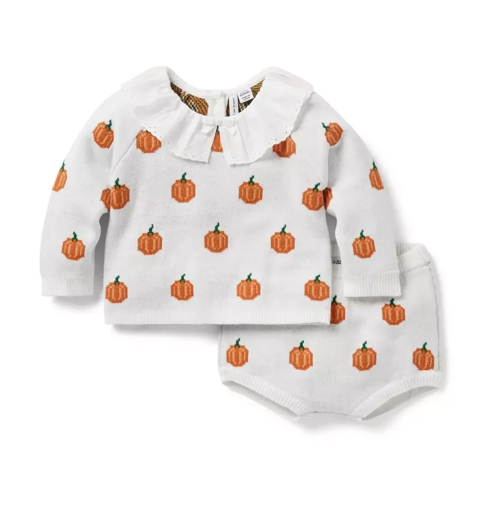 Baby Pumpkin Matching Sweater Set