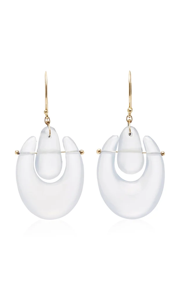 Small O'Keefe 18K Yellow Gold Chalcedony Earrings
