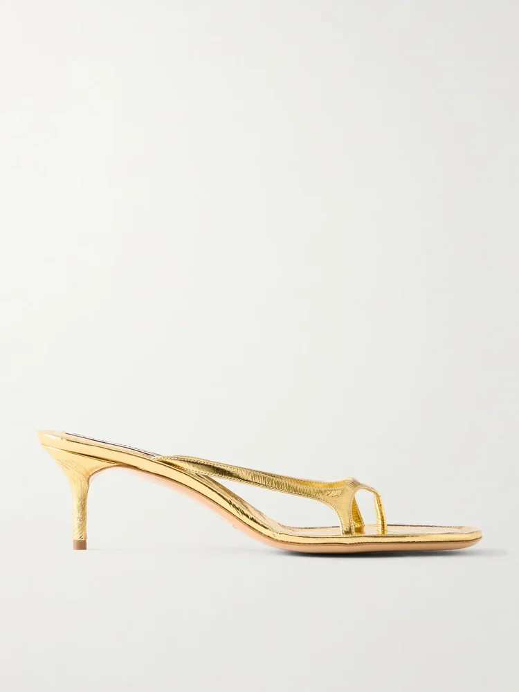 60 metallic patent-leather sandals