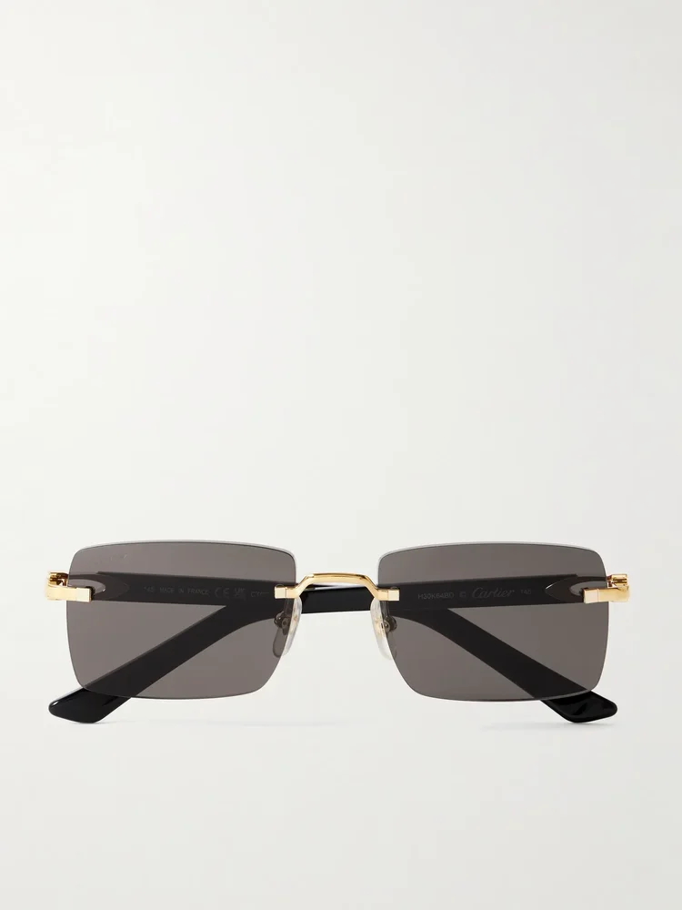 C Décor rimless rectangle-frame gold-tone and acetate sunglasses