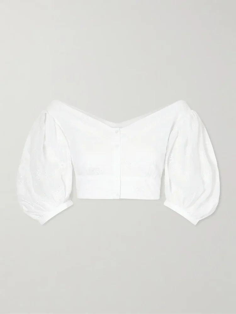 Clara embroidered cotton-voile blouse