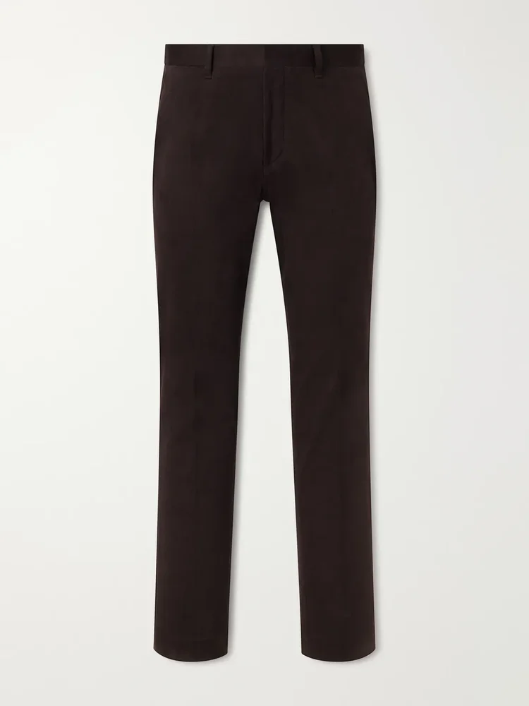 Straight-Leg Brushed Cotton-Blend Twill Suit Trousers