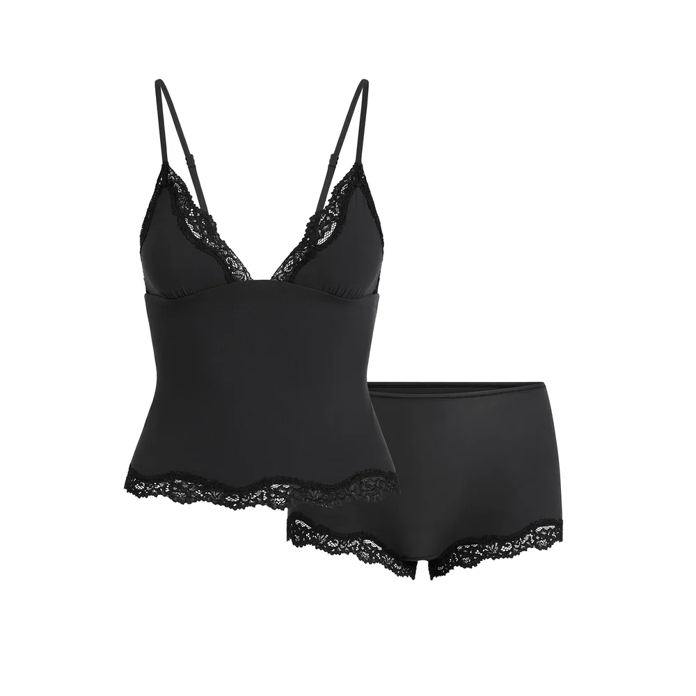 Fits Everybody Lace Triangle Cami and Boy Short Set
