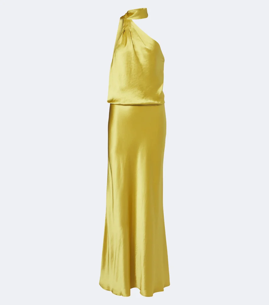 Estelle one-shoulder satin maxi dress