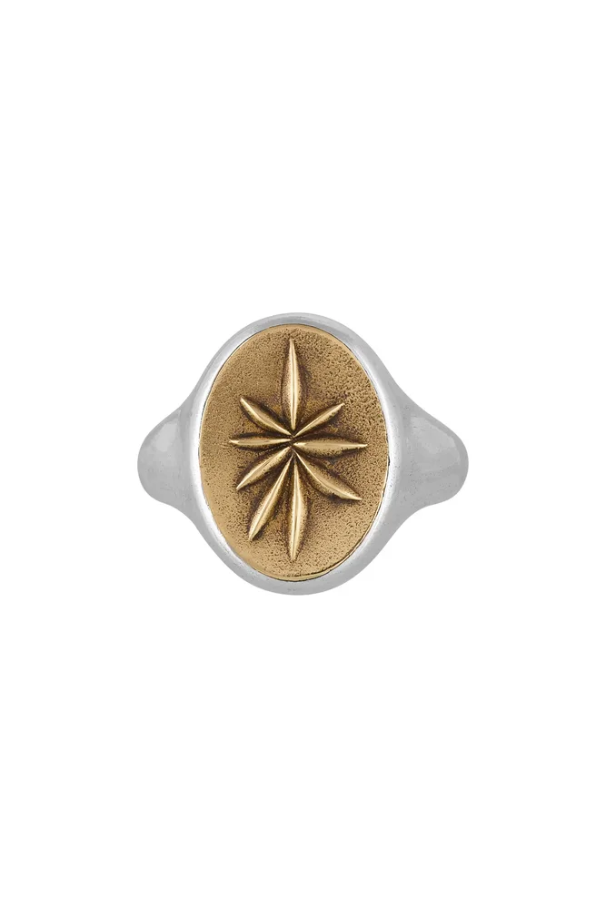Men's Artisan Sterling Silver & Brass Signet Ring